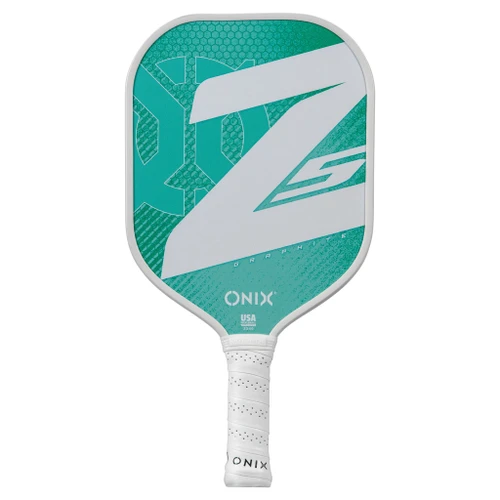 Onix Z5 Mod V2 Graphite pickleball paddle in mint green, full-length front view on court