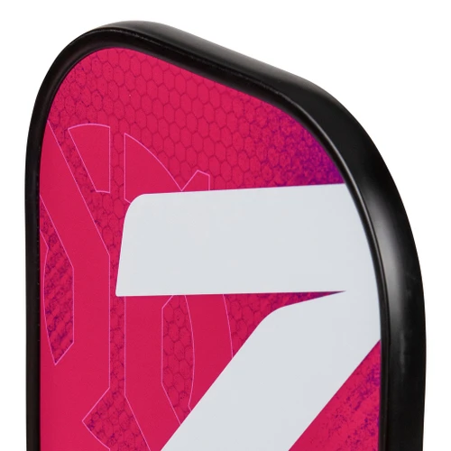 Close-up of the Onix Z5 Mod V2 paddle's grip and pink lower face with the Onix logo