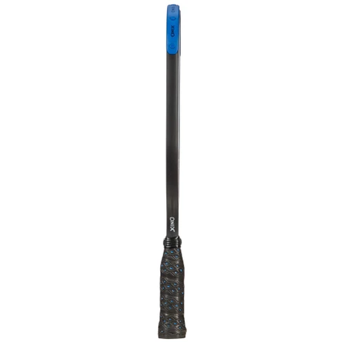 Onix Malice open throat pickleball paddle, side profile showing the open throat and blue edge