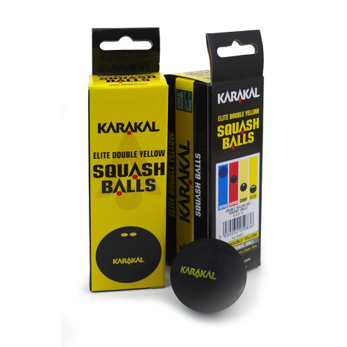 Karakal Elite Double Yellow Dot Squash Balls - 1/2 Dozen Karakal Elite Double Yellow Dot Squash Balls - 1/2 Dozen