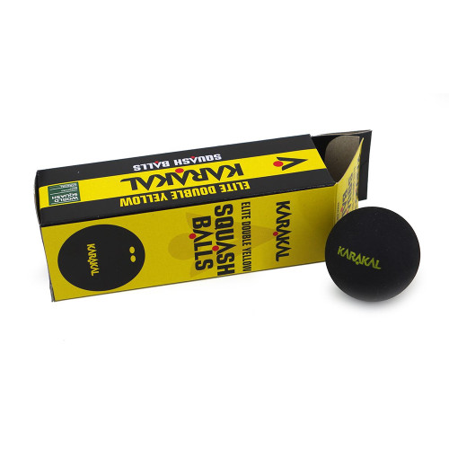 Karakal Elite Double Yellow Dot Squash Balls - 1/2 Dozen Karakal Elite Double Yellow Dot Squash Balls - 1/2 Dozen