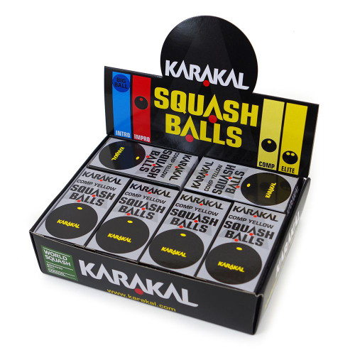 Karakal Comp Yellow Dot Squash Balls - 1 Dozen Karakal Comp Yellow Dot Squash Balls - 1 Dozen