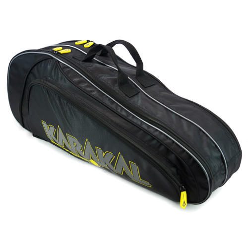Karakal Pro Tour 2.0 Match 4 Racquet Bag - Yellow Accents Karakal Pro Tour 2.0 Match 4 Racquet Bag - Yellow Accents