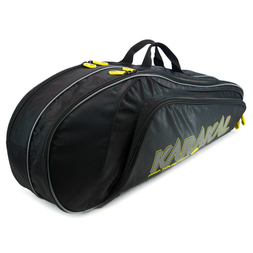 Karakal Pro Tour 2.0 Match 4 Racquet Bag - Yellow Accents Karakal Pro Tour 2.0 Match 4 Racquet Bag - Yellow Accents