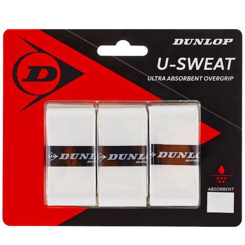 Dunlop U-Sweat Overgrips 3 Pack - White Dunlop U-Sweat Overgrips 3 Pack - White
