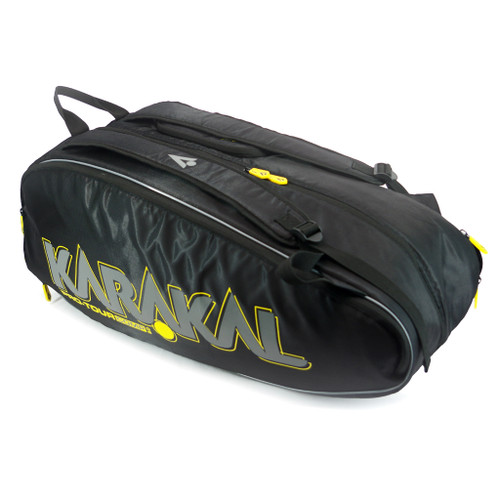 Karakal Pro Tour 2.0 Comp 9 Racquet Bag - Yellow Accents Karakal Pro Tour 2.0 Comp 9 Racquet Bag - Yellow Accents