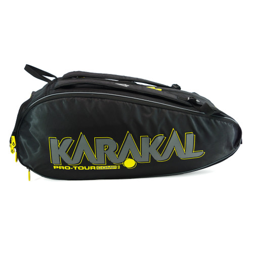 Karakal Pro Tour 2.0 Comp 9 Racquet Bag - Yellow Accents Karakal Pro Tour 2.0 Comp 9 Racquet Bag - Yellow Accents