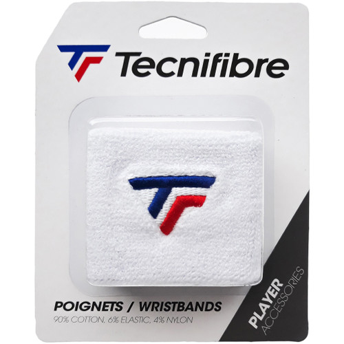 Tecnifibre White Wrist Sweatbands 2-Pack Tecnifibre White Wrist Sweatbands 2-Pack