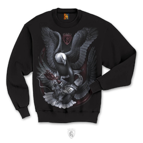 Tat Eagles Mens Crewneck - Two Eagles tattooing on each other