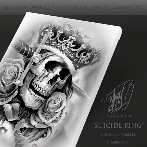 Suicide King 6.5"x 9.5" Limited Edition Canvas  (White)