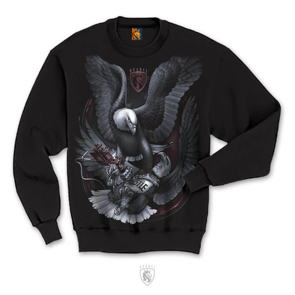 Tat Eagles Mens Crewneck - Two Eagle tattooing on each other