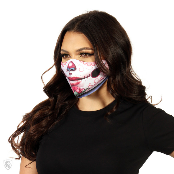 High quality double layered Sugar Skull themed face mask