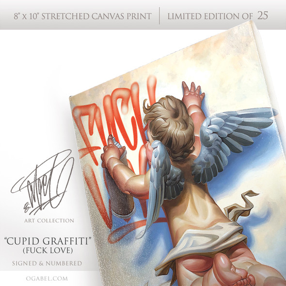 Cupid Graffiti Fuck Love 8x10 Canvas print