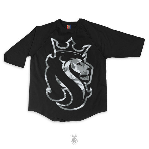 ogabel lion with grey camouflage print On A Raglan