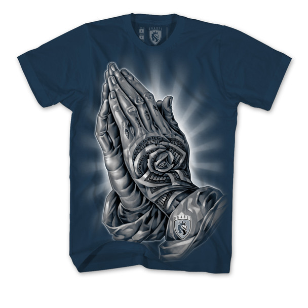 Money Rose Hands Mens Tee in Navy