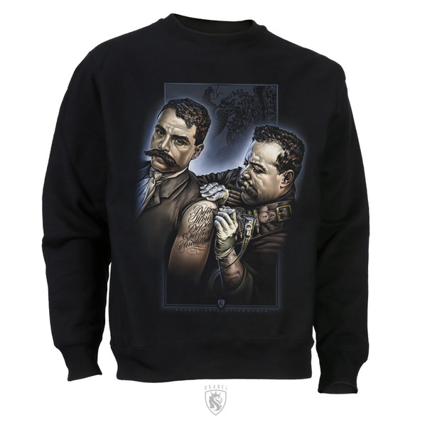 Pancho Villa tattooing on Emiliano Zapata Crewneck front