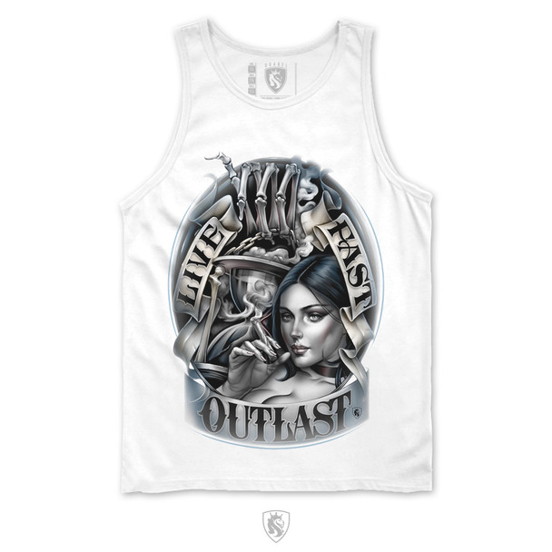 Live Fast And Outlast Mens Tank In White
