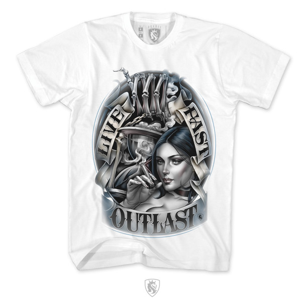 Live Fast And Outlast Mens Tee In White