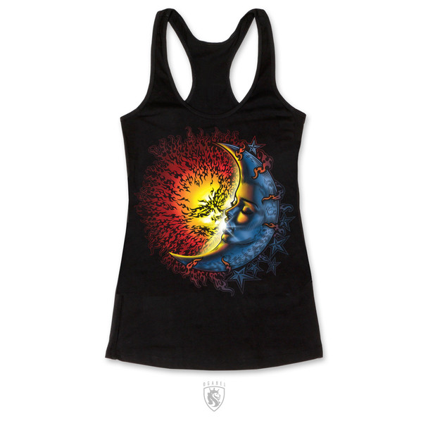 Moon And Sun kiss Racer Tank