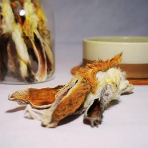 Natural Dried Premium Dog Treats - Rabbit Ears with Fur