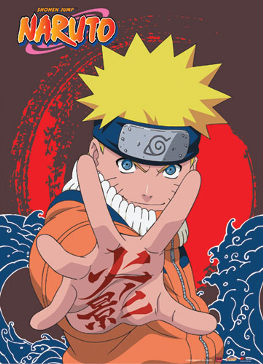 Naruto: Naruto with Fire Shadow Kanji Anime Wall Scroll - Circle Red