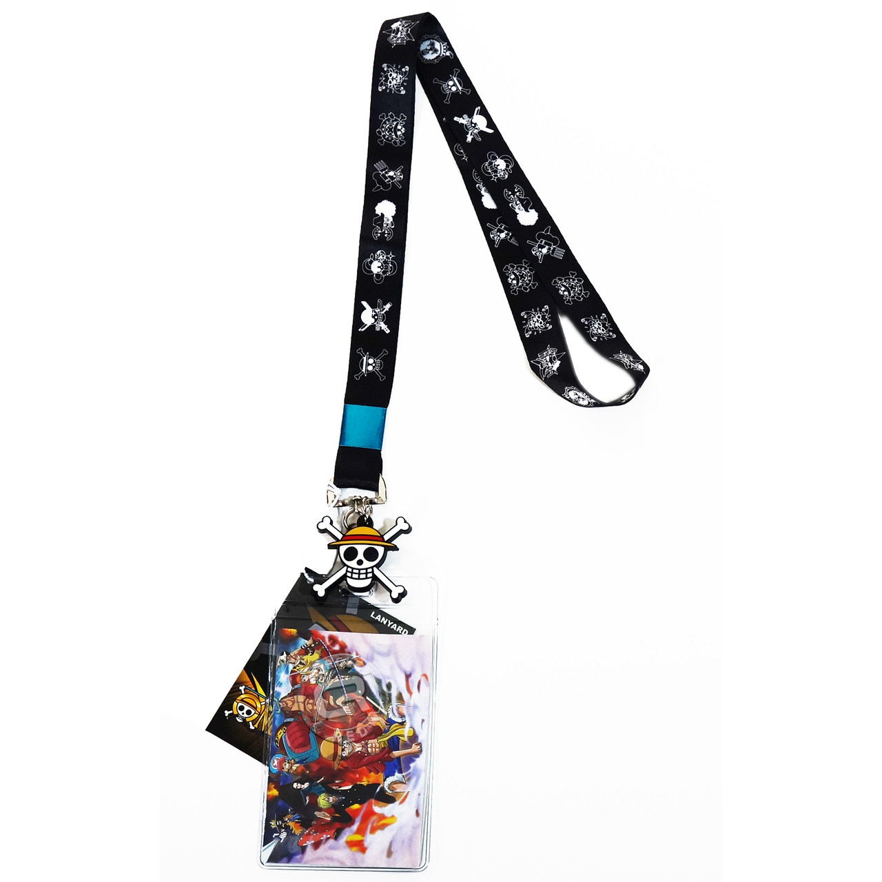 One Piece: Pirate Flags Lanyard with ID Badge Holder & Straw Hat Charm -  Circle Red