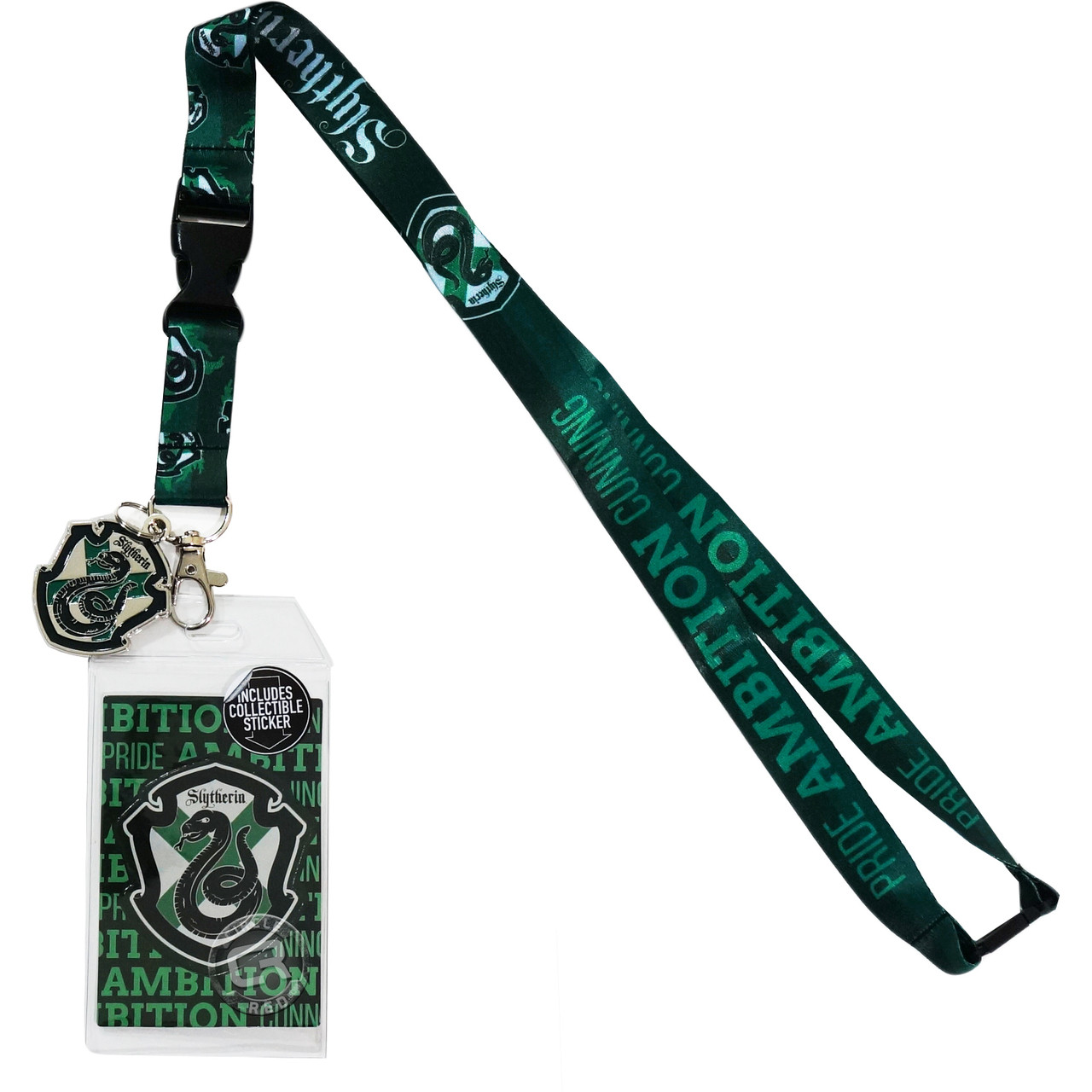 Harry Potter Lanyard With Badge Holder And Charm Slytherin
