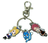 Fairy Tail: Natsu, Happy, and Lucy Metal Key Chain