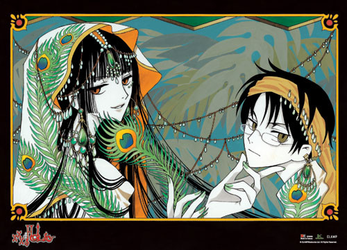 xxHOLiC: Yuko and Watanuki Peacock Feathers Wall Scroll - Circle Red