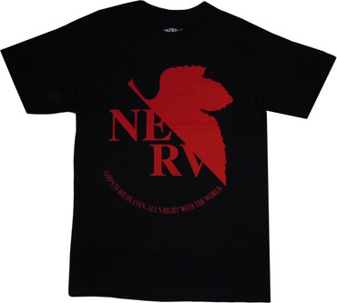 Neon Genesis Evangelion: NERV Logo Men's Black T-Shirt - Circle Red