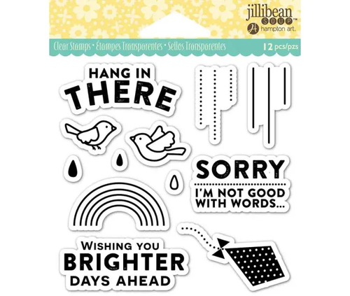 Jillibean Hang In There Clear Stamp Set for Shakers, 12 stamps