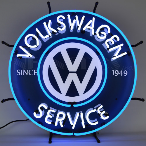 Volkswagen Service VW Round Neon Sign Mancavemall Mancave Man Cave