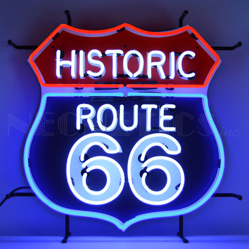 Route 66 Highway Road Neon Sign with backing Mancavemall Mancave Man Cave
