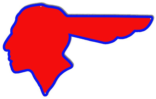 Red Pontiac Indian Head Logo Steel Sign 23 x 14.5 man cave mall mancavemall.com