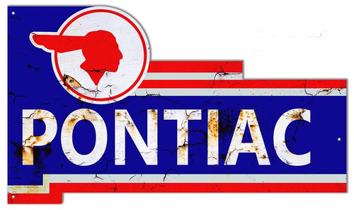 Pontiac Indian Vintage Shaped Steel Sign 23 x 13.5 man cave mall mancavemall.com