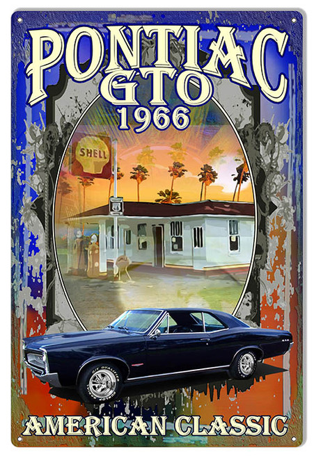 Pontiac GTO 1966 American Classic Sign 1218 Man Cave Mall mancavemall.com