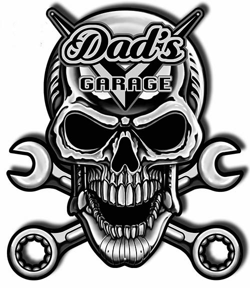 Dad's Garage Skull Crossbones Tools Steel Sign 1922 Dad Dads Man Cave Mall mancavemall.com
