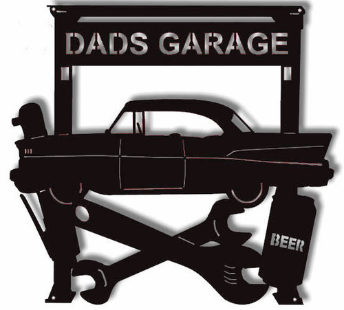 Dad's Garage Car Beer Can Tools Silhouette Steel Sign 2224 Dad Dads Man Cave Mall mancavemall.com