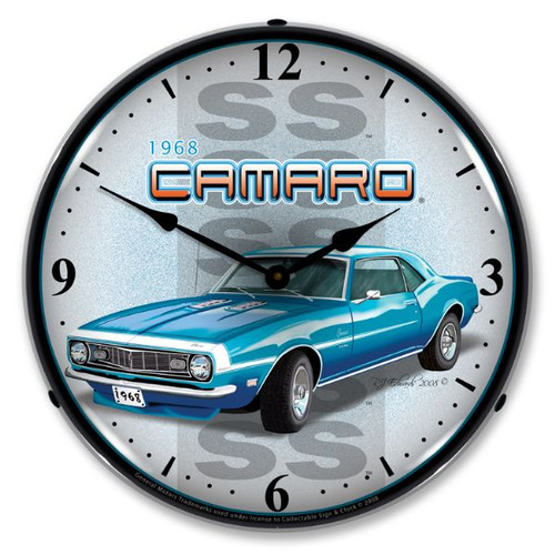 1968 SS Camaro Bright LED Clock wb man cave mall mancavemall.com