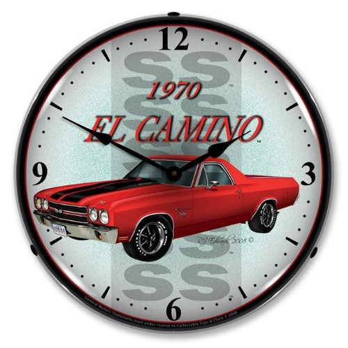 1970 El Camino SS  Bright LED Clock wb man cave mall mancavemall.com