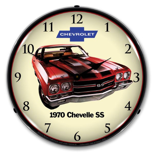 1970 SS Chevelle Bright LED Clock wb man cave mall mancavemall.com