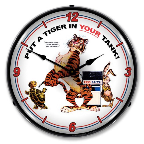 Esso Tiger Bright LED Clock wb man cave mall mancavemall.com