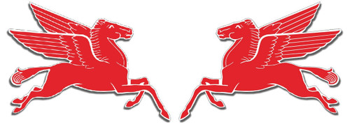 New L R Pegasus New Look Left & Right Facing Mobil Gas Oil Flying Horse Heavy Steel Sign Extra Large 3525 Man Cave Mall mancavemall.com