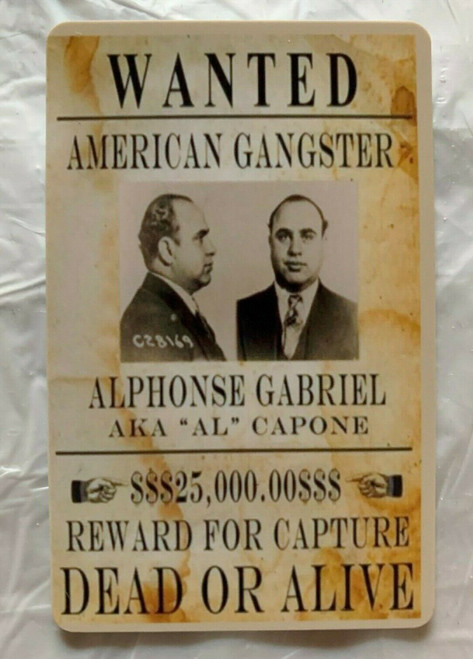 Scarface Al Capone Mobster  Wanted Poster PVC Magnet 2" x 3" Mancavemall.com Mancave Man Cave Mall Alcatraz Prison Mafia Chicago Mob Chicago Outfit