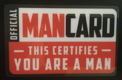 Official Man Card ID Card Mancard Novelty Membership ID Card  2" x 3" Drivers License, ID, ID Card Fake Joke Novelty License Mancave Mancavemall Mancavemall.com Man Cave Mall 