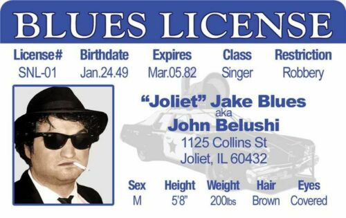 Jake Blues The Blues Brothers Novelty Drivers License ID Card Elwood Blues, The Blues Brothers, Blues Brothers, Blues Music, Jake Blues, Jake & Elwood, Jake and Elwood, Jake & Elwood Blues, Jake and Elwood Blues, Shit The Blues Brothers, Blues Mobile, Bluesmobile, Classic Movie, Drivers License, ID, ID Card, Fake Joke ID,  Novelty Drivers License, Fake ID, Joke ID, Fake License, Joke License, Novelty ID Card, Novelty ID Man Cave Mall Mancavemall Mancavemall.com