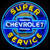 Super Chevy Service Chevrolet Round Neon Sign With Backing mancavemall.com Man Cave Mall
