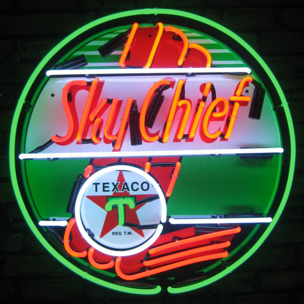 Texaco Sky Chief Neon Sign Man Cave Mall Mancave Mancavemall