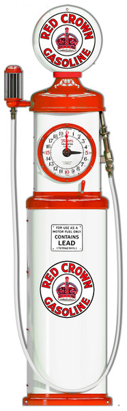 Red Crown Gas Gasoline Pump Heavy Steel Sign 1036 Man Cave Mall mancavemall.com