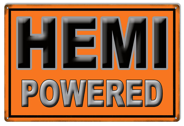 HEMI Powered Metal Sign 1218 Man Cave Mall mancavemall.com